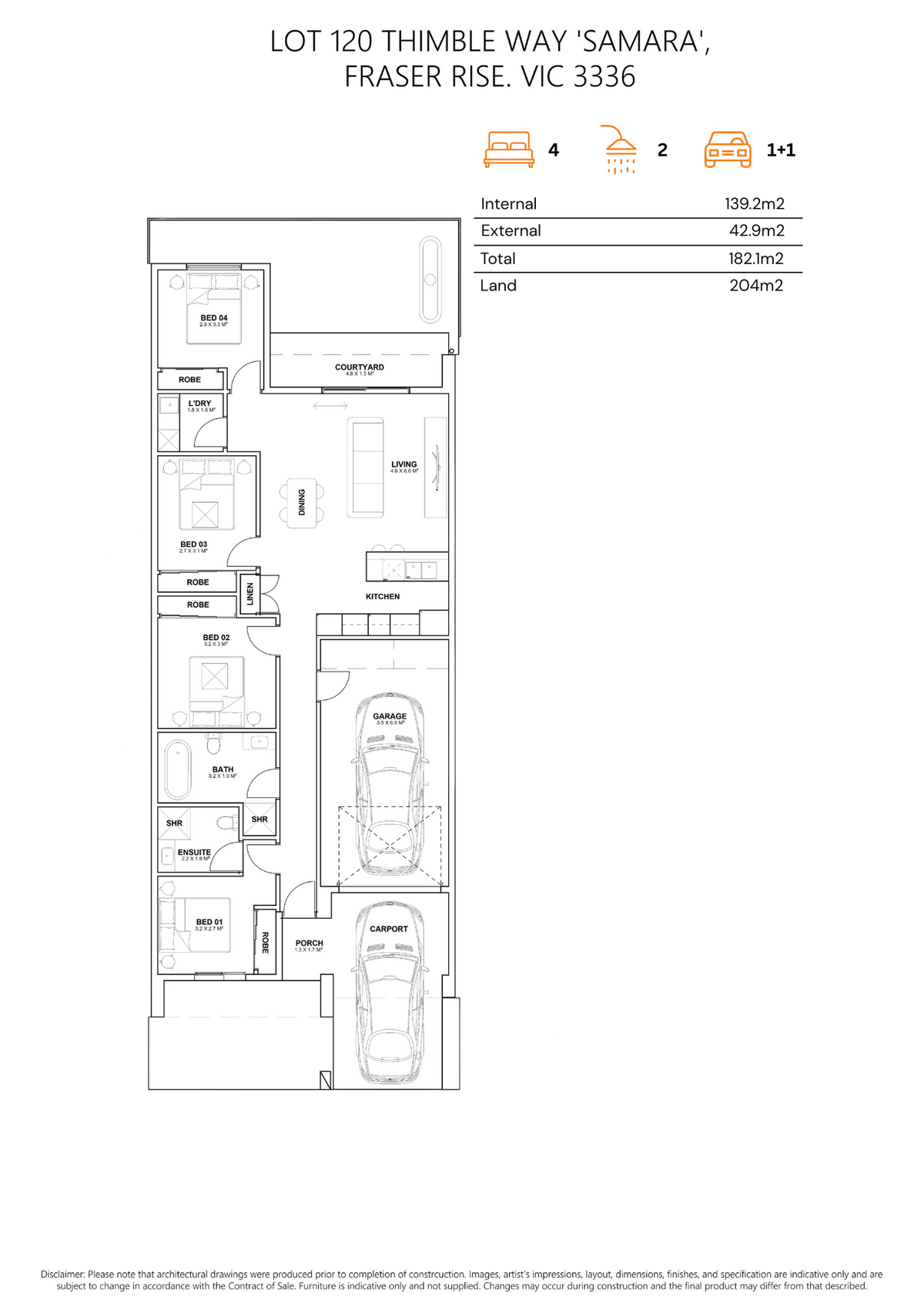 Floorplan of 6 Thimble Way Fraser Rise, Samara design, 4 bedroom 2 bathroom