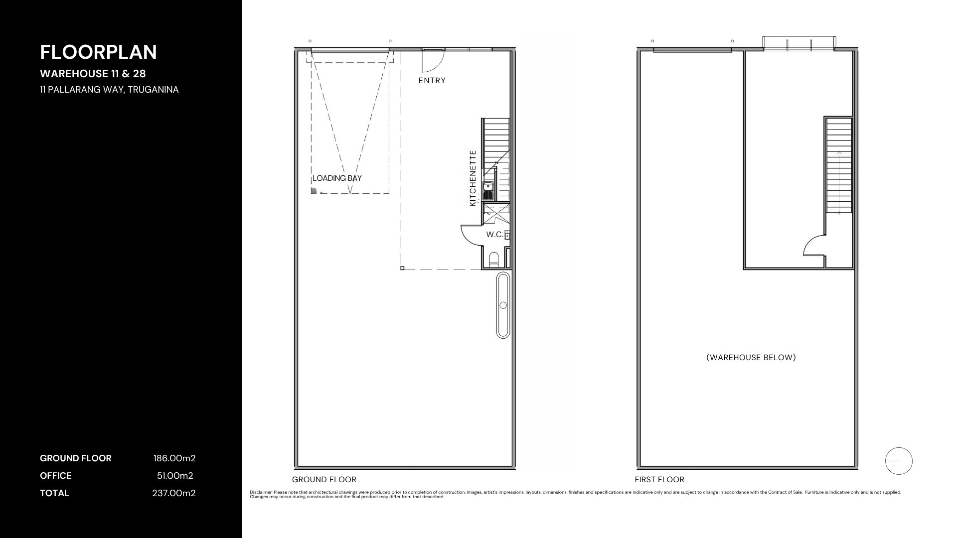 Floorplan of a 237 m² warehouse (Warehouses 16, 18–28), Mode Business Park East Truganina