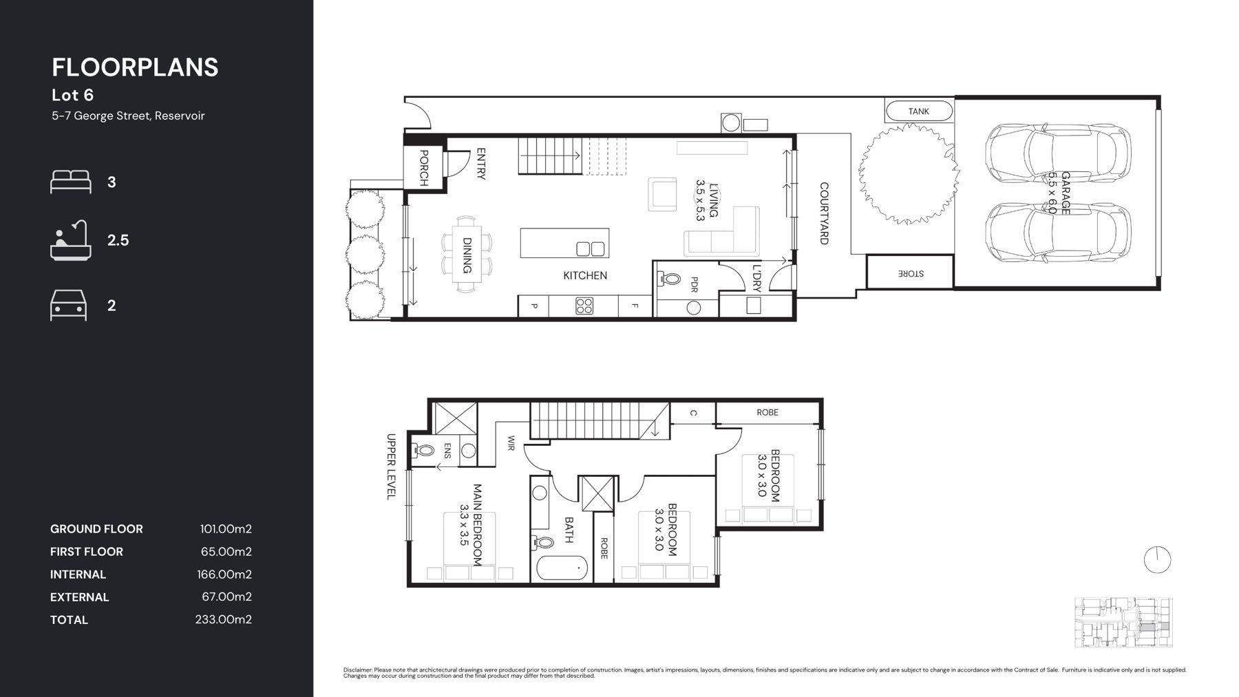 Floorplan of Townhouse 7 (Lot 6), 5-7 George Street Reservoir